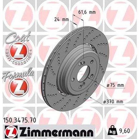 ZIMMERMANN Brake Disc - Fusion Z/Coated, 150.3475.70 150.3475.70